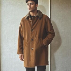 Vintage St Croix Corduroy Sherpa Lined Barn Coat Knit Collar Mens 70s Era Size L